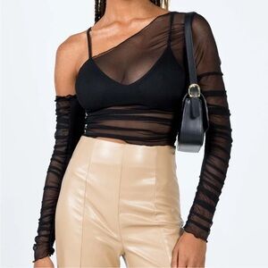 Princess Polly Recycled Fibers Layla Long Sleeve Top Black